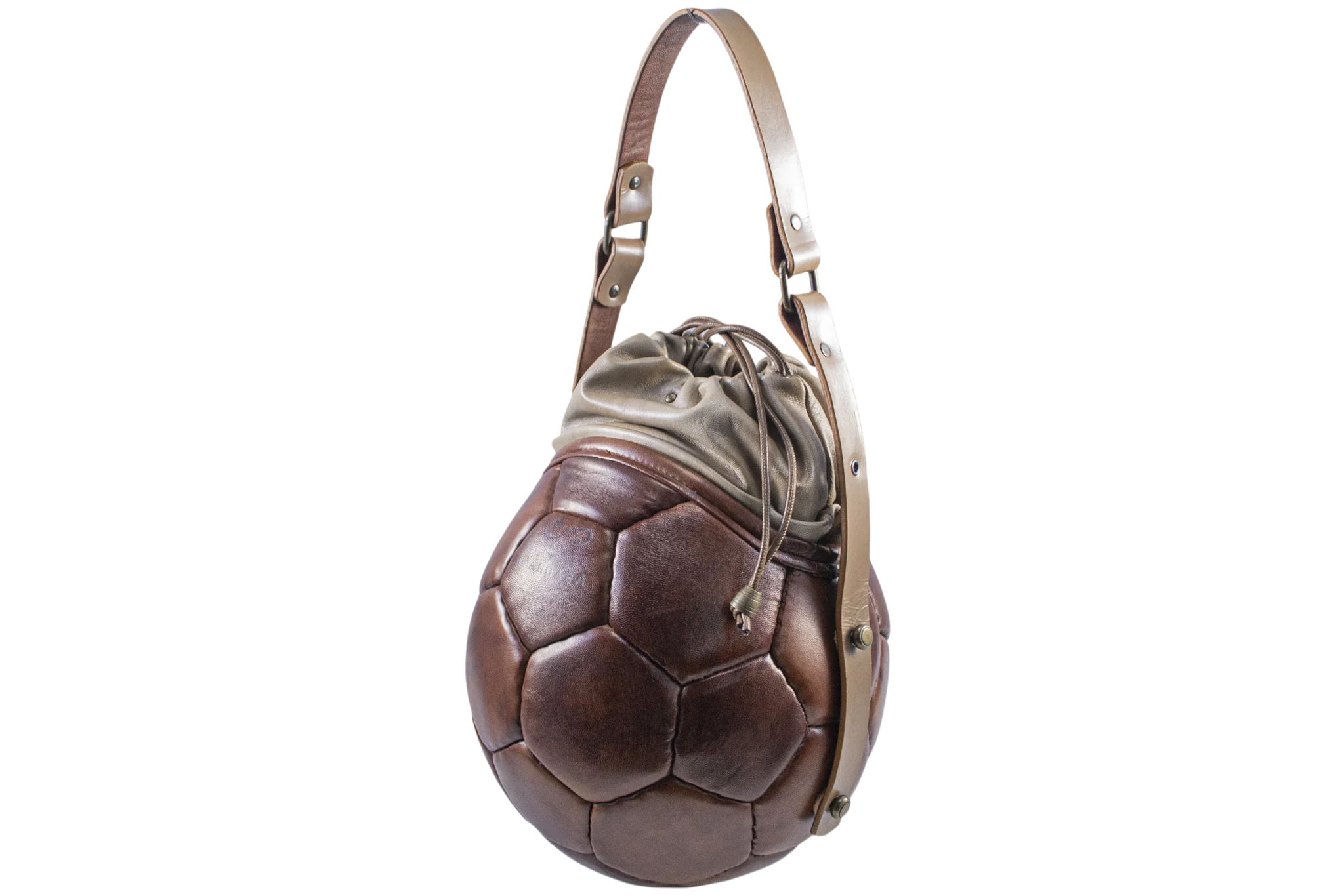 PANGAEA Round Bag marrone scuro con chiusura tortora, esempio di composizione già realizzata